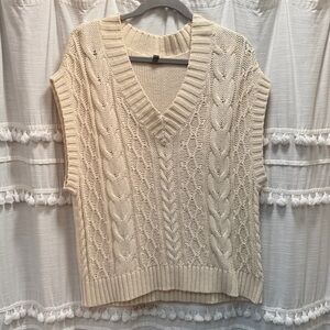 Toad&Co Cream Cable Knit V-Neck Sweater Vest
